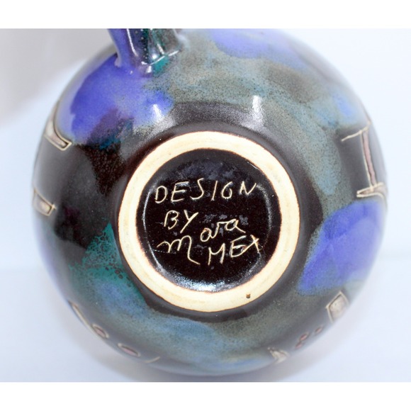 Unique Design by Mara Mexico Ceramic Hand Painted Glaze Art Coffee Tea Cup - Picture 6 of 7